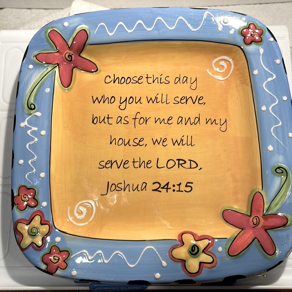 Tumbleweed Pottery Plate with Joshua 24:15.